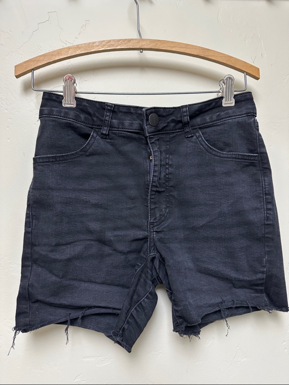 Ripton Black High-Waist Distressed Denim Shorts